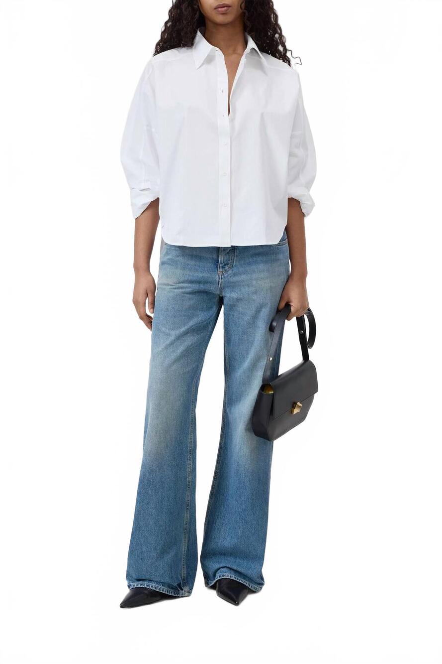 NEW CLOSED organic cotton gathered shirt in white